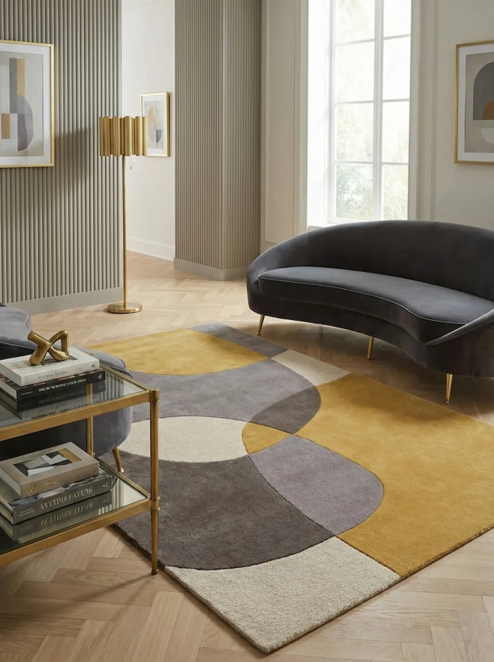 Wollteppich abstrakt Ocker 160 x 230 cm - AIRE | Kadima Design