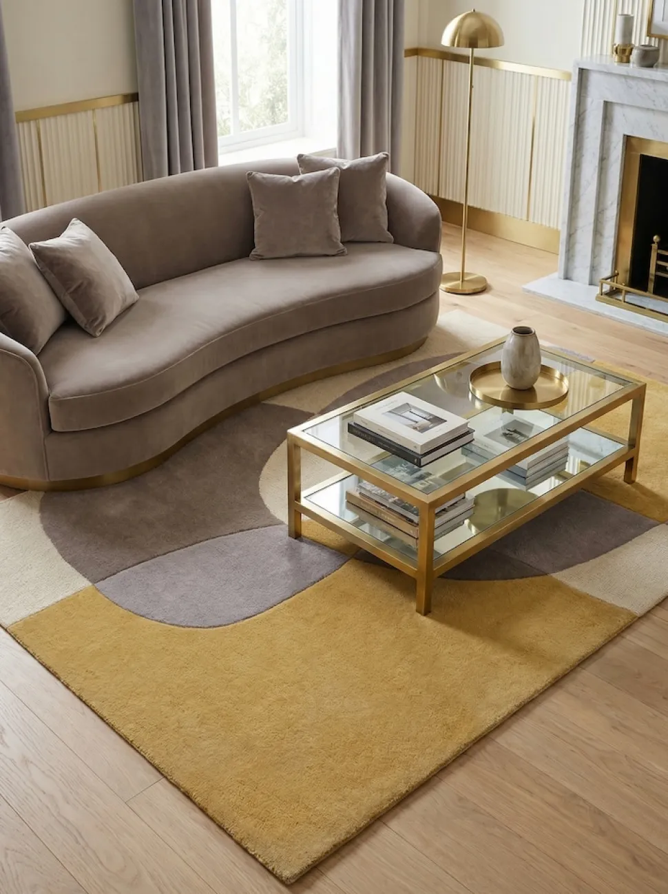 Wollteppich abstrakt Ocker 160 x 230 cm - AIRE | Kadima Design