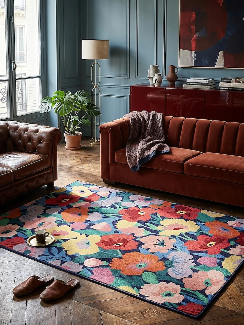 Wollteppich Blumen Bunt 180 x 230 cm - DAHLIA | Kadima Design