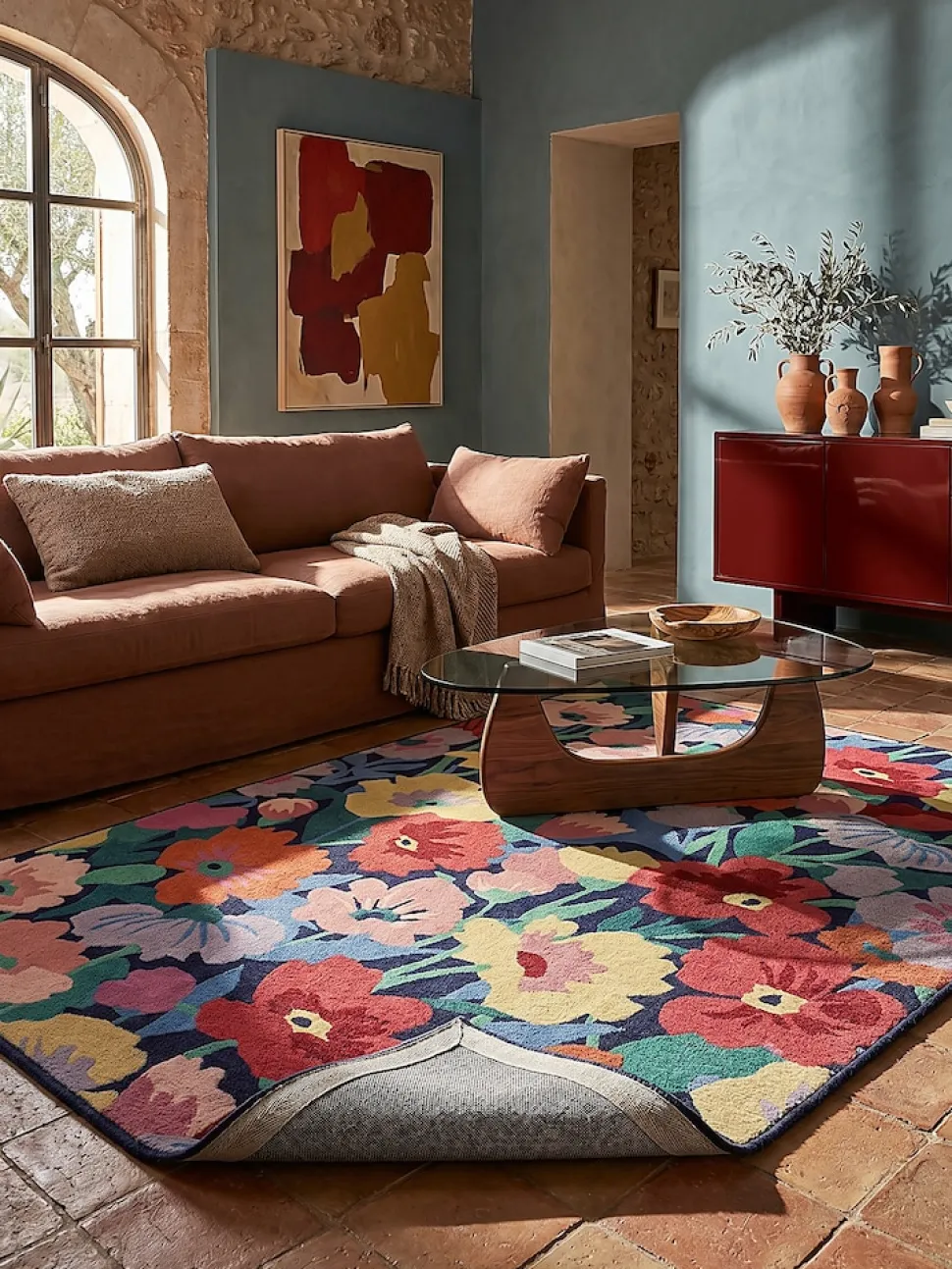 Wollteppich Blumen Bunt 180 x 230 cm - DAHLIA | Kadima Design