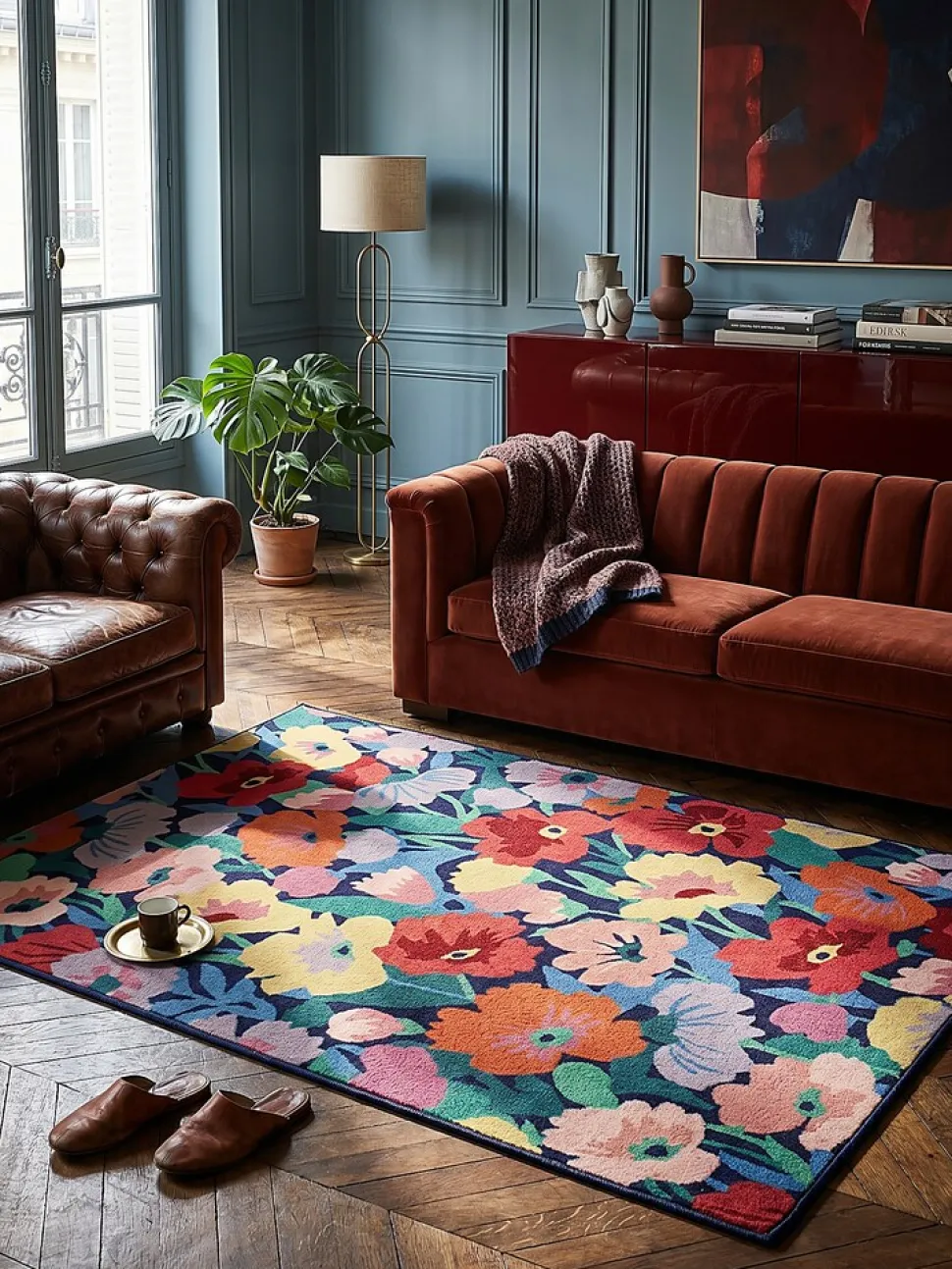 Wollteppich Blumen Bunt 180 x 230 cm - DAHLIA | Kadima Design