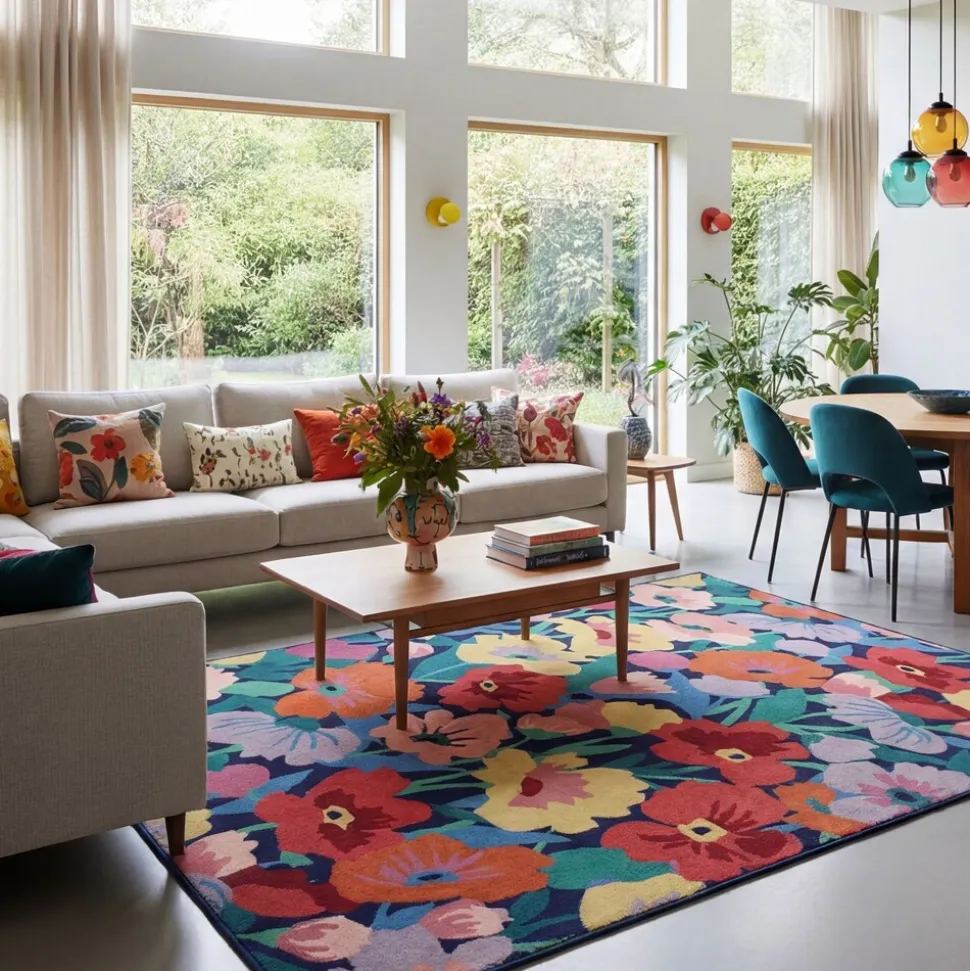Wollteppich Blumen Bunt 180 x 230 cm - DAHLIA | Kadima Design