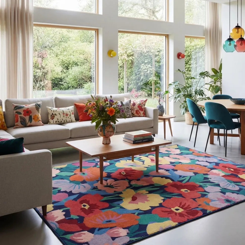 Wollteppich Blumen Bunt 180 x 230 cm - DAHLIA | Kadima Design