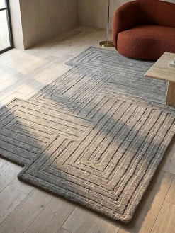 Wollteppich geometrisch Grau 120 x 170 cm - LEVEN | Kadima Design