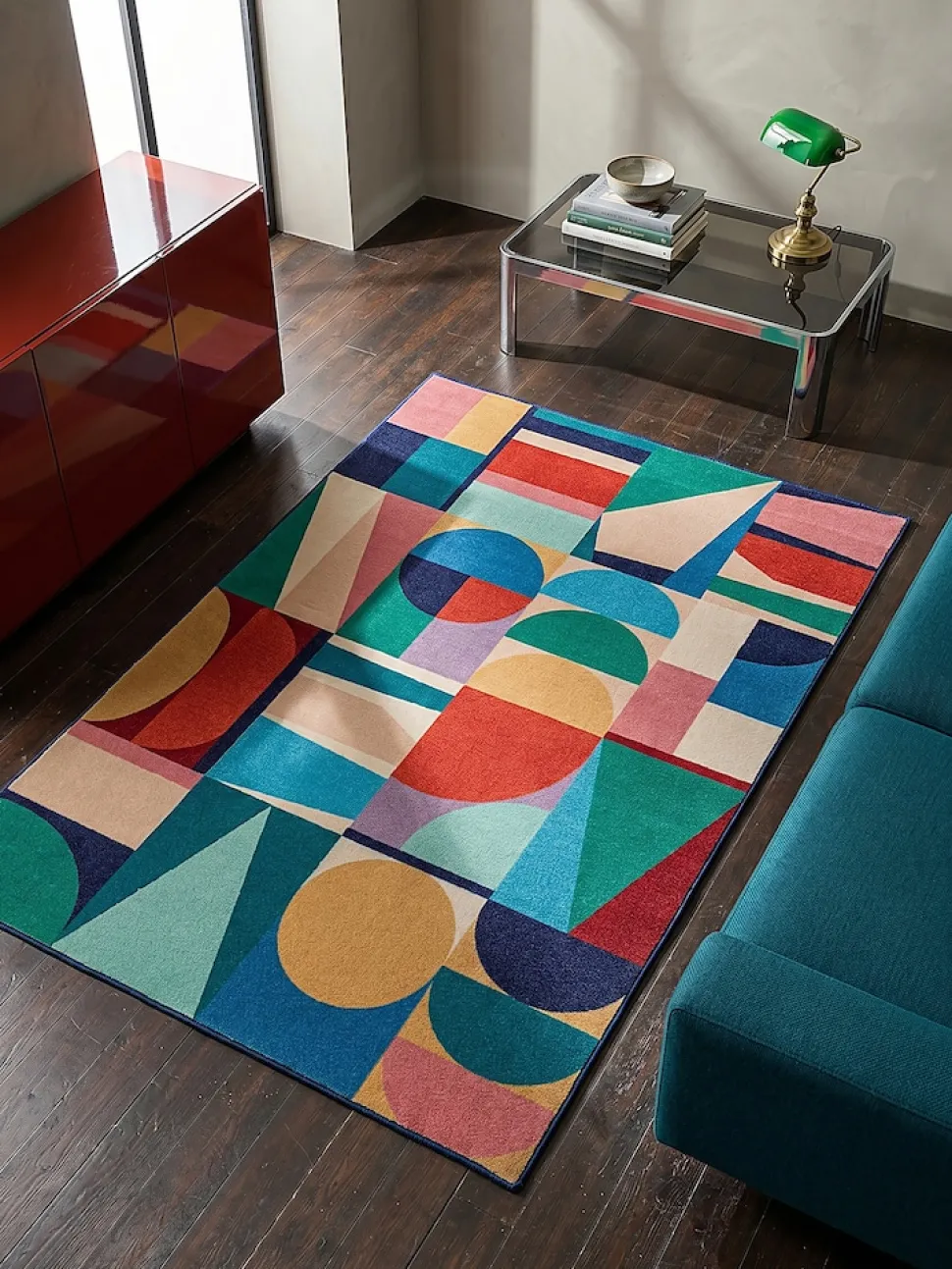 Wollteppich Geo-Patchwork Bunt 140 x 200 cm - DAHLIA | Kadima Design