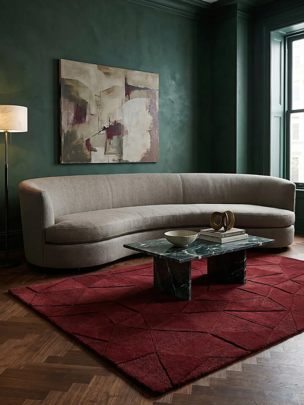 Wollteppich Hoch-Tief Rot 160 x 230 cm - DEBEN | Kadima Design