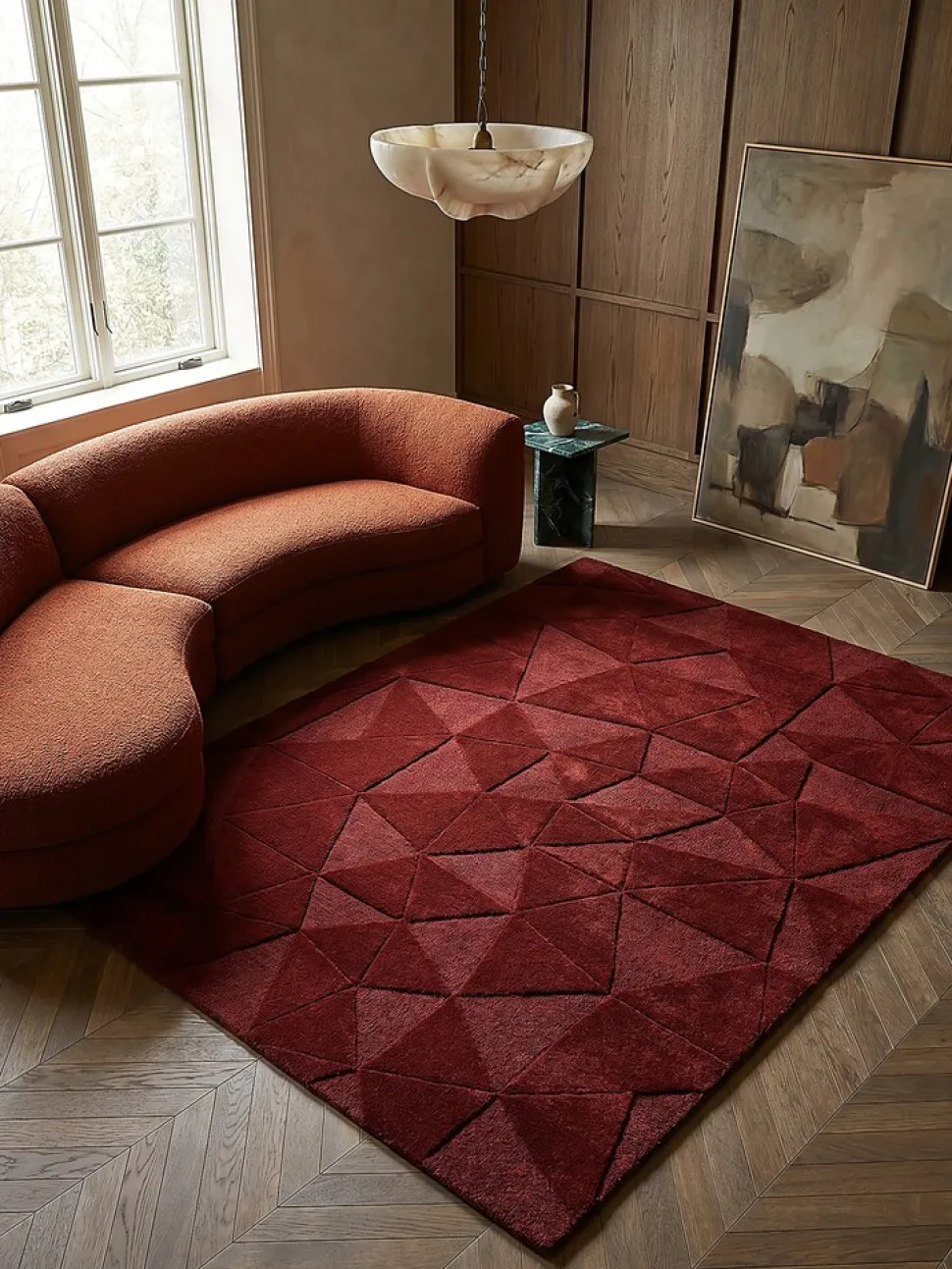Wollteppich Hoch-Tief Rot 160 x 230 cm - DEBEN | Kadima Design