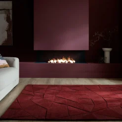 Wollteppich Hoch-Tief Rot 160 x 230 cm - DEBEN | Kadima Design