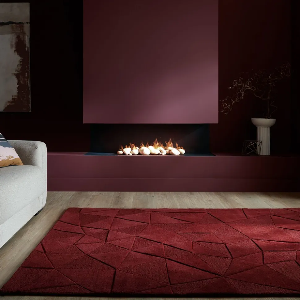 Wollteppich Hoch-Tief Rot 160 x 230 cm - DEBEN | Kadima Design