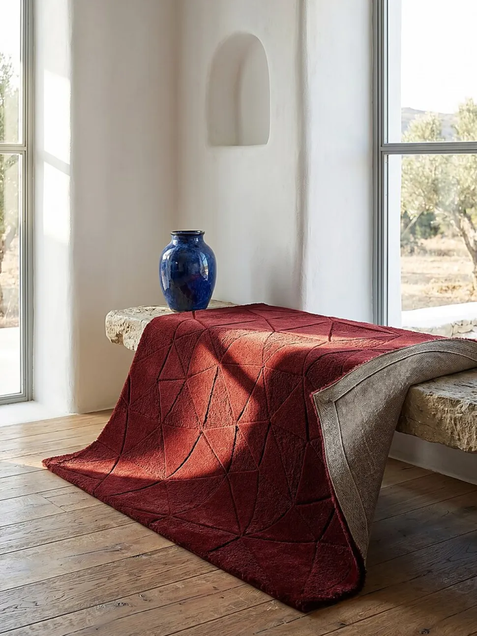 Wollteppich Hoch-Tief Rot 160 x 230 cm - DEBEN | Kadima Design