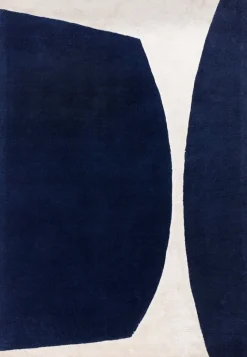 Wollteppich HULL-Tickton, abstrakt, Dunkelblau, 120 x 170 cm
