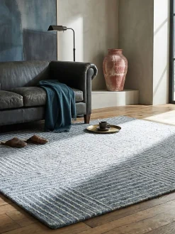 Wollteppich kariert Blau 80 x 150 cm - LEA | Kadima Design