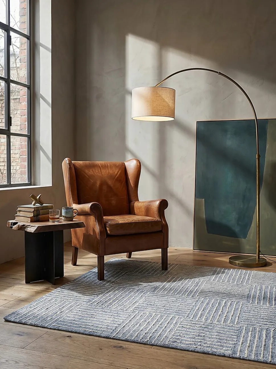 Wollteppich kariert Blau 80 x 150 cm - LEA | Kadima Design