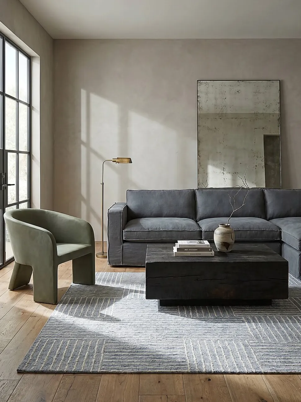 Wollteppich kariert Blau 80 x 150 cm - LEA | Kadima Design