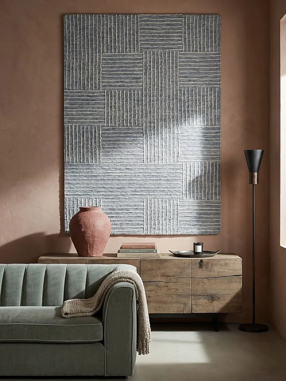 Wollteppich kariert Blau 80 x 150 cm - LEA | Kadima Design