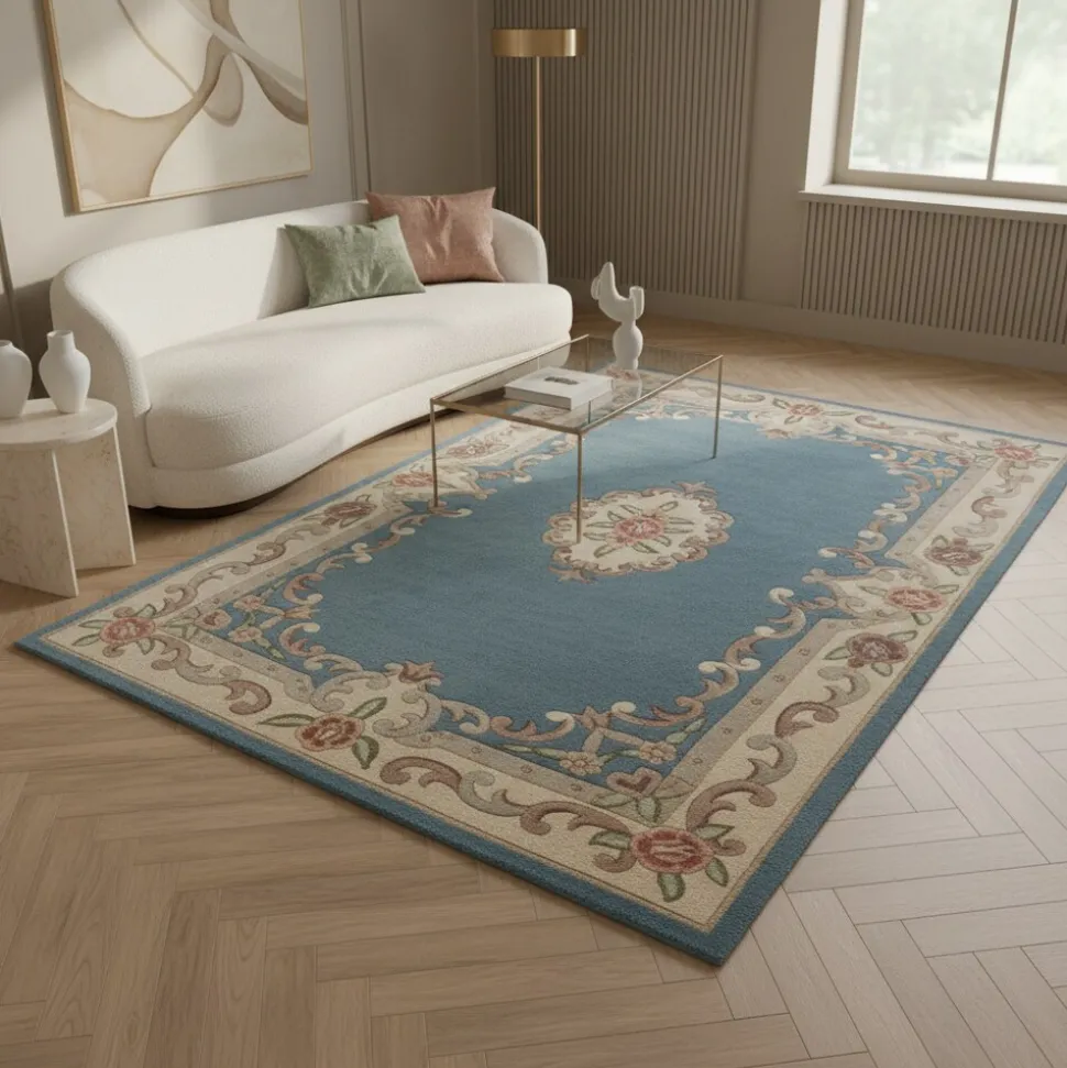 Wollteppich Orient Blau-Beige 75 x 150 cm - BEAULY | Kadima Design