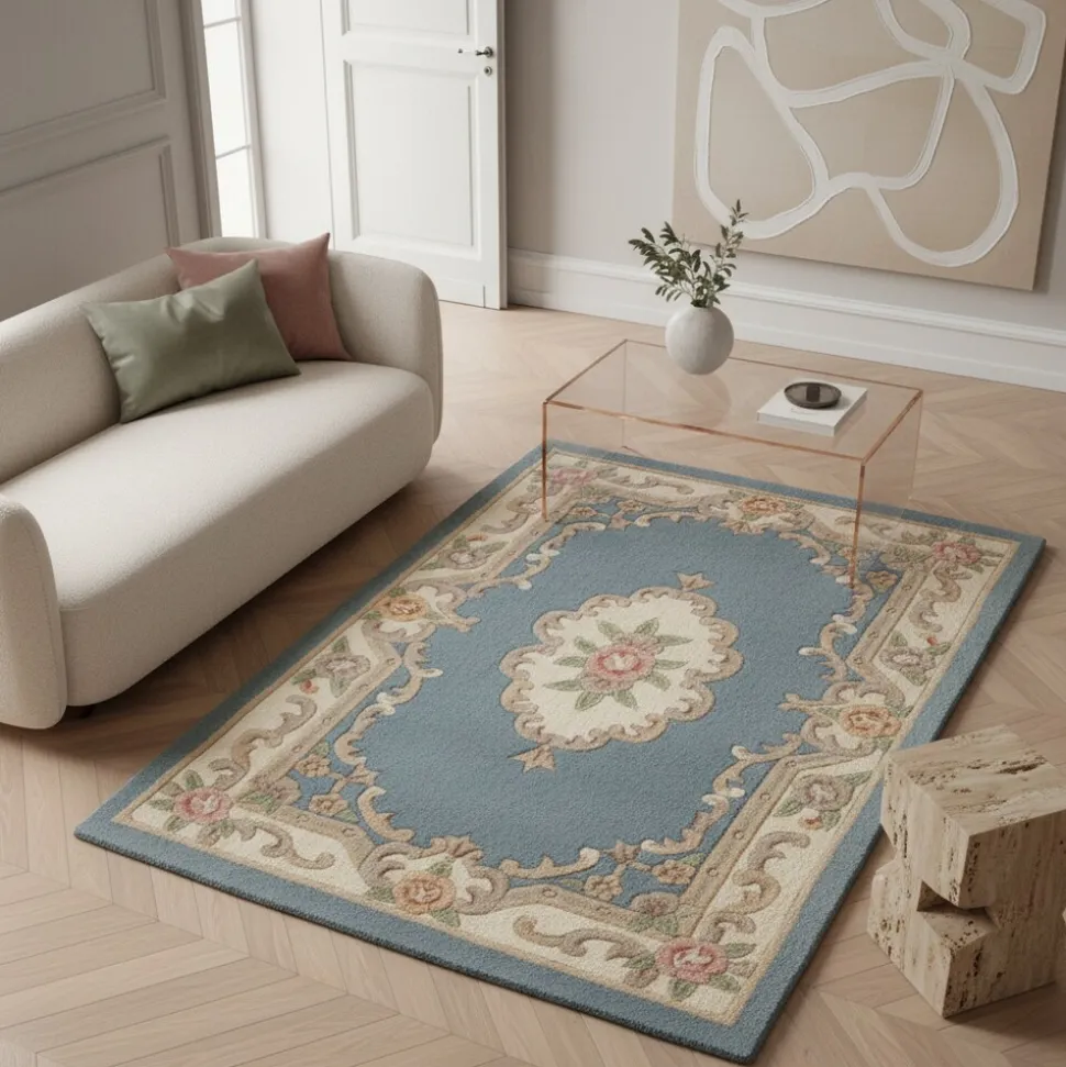 Wollteppich Orient Blau-Beige 75 x 150 cm - BEAULY | Kadima Design