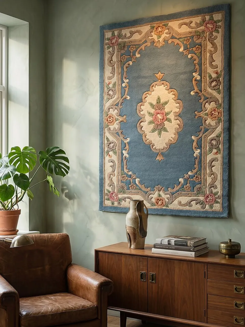 Wollteppich Orient Blau-Beige 75 x 150 cm - BEAULY | Kadima Design