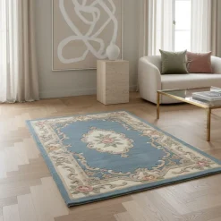 Wollteppich Orient Blau-Beige 75 x 150 cm - BEAULY | Kadima Design