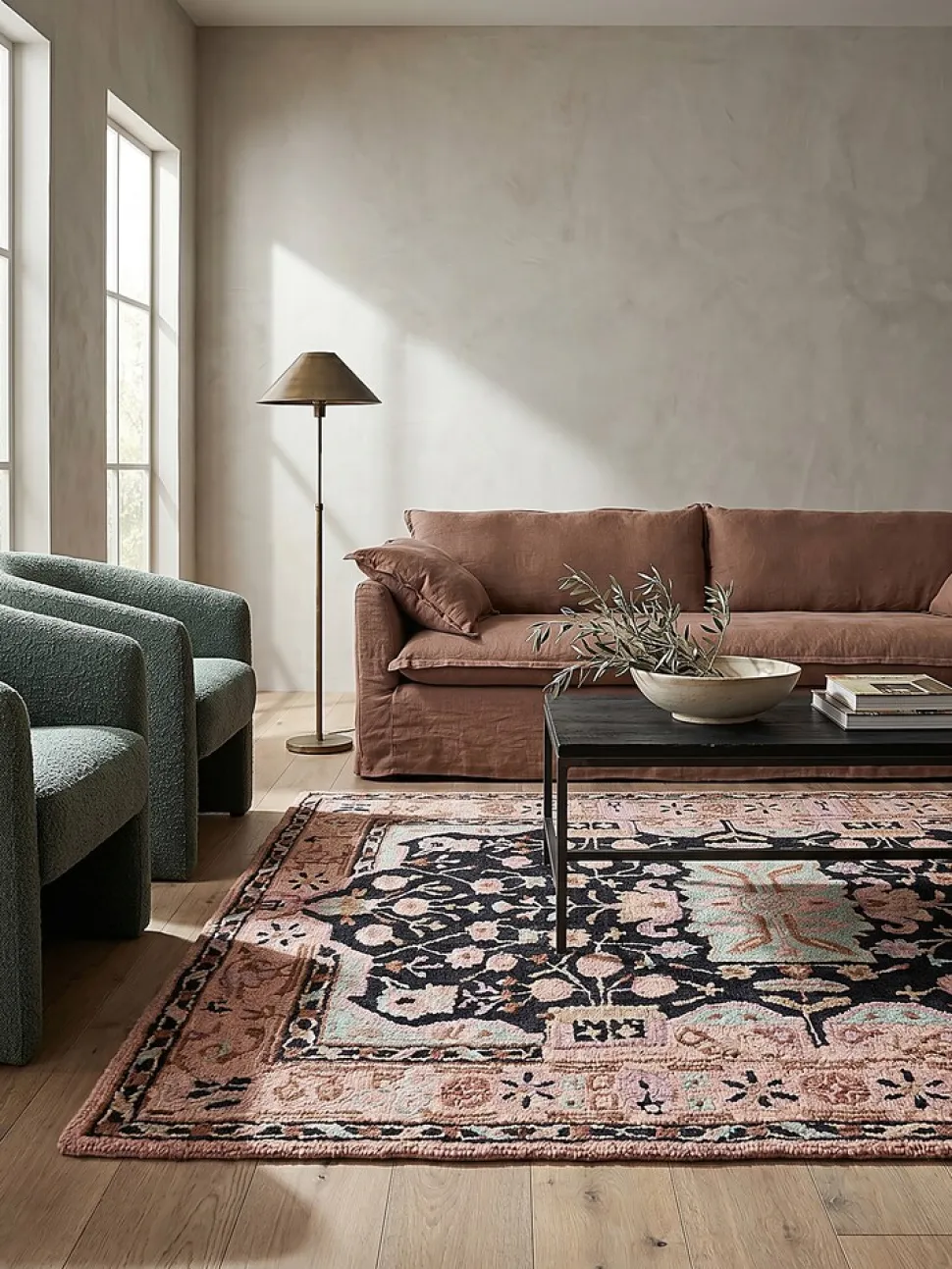 Wollteppich Orient Rosa-Schwarz 120 x 170 cm - SOAR | Kadima Design