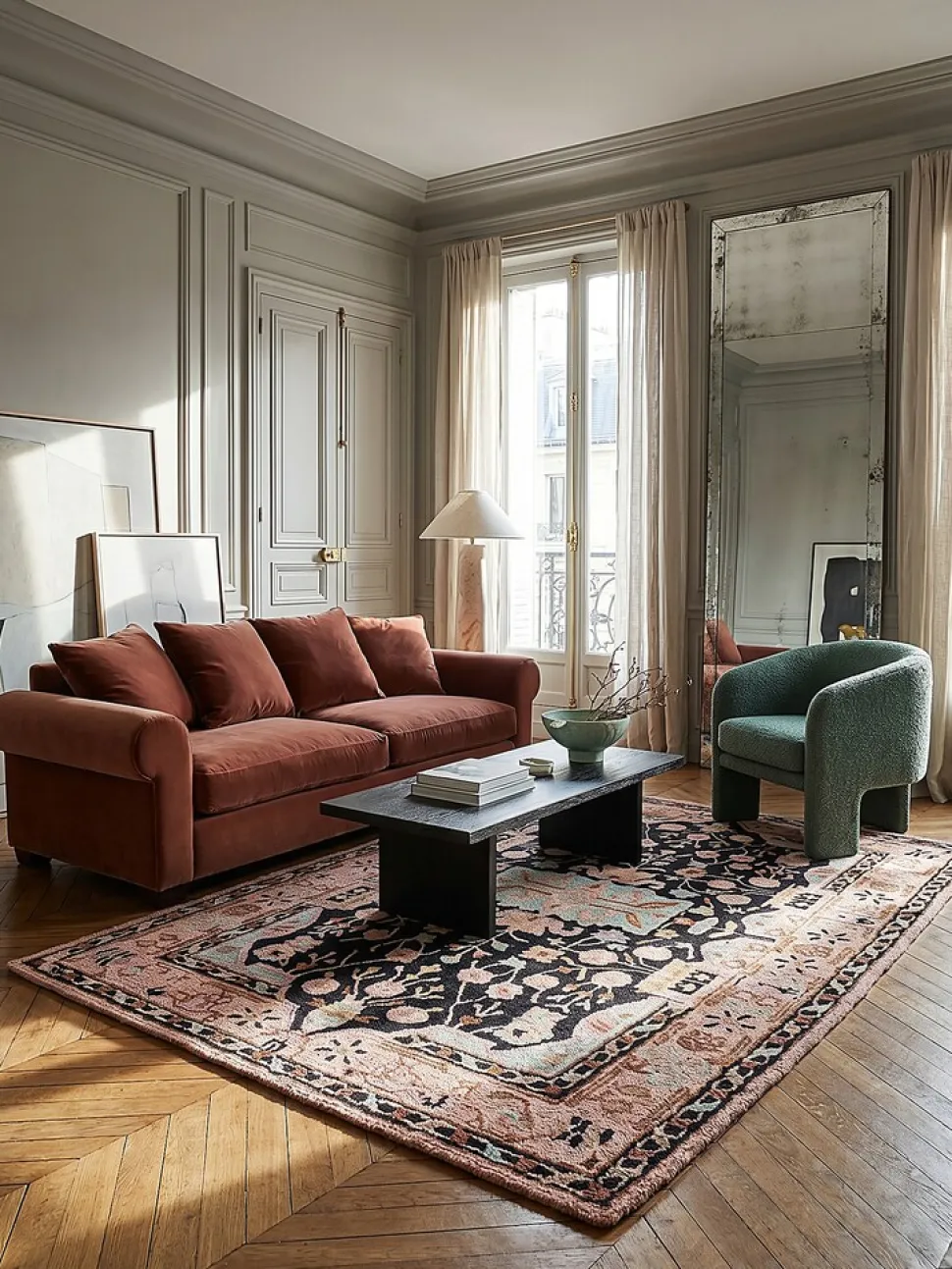 Wollteppich Orient Rosa-Schwarz 120 x 170 cm - SOAR | Kadima Design