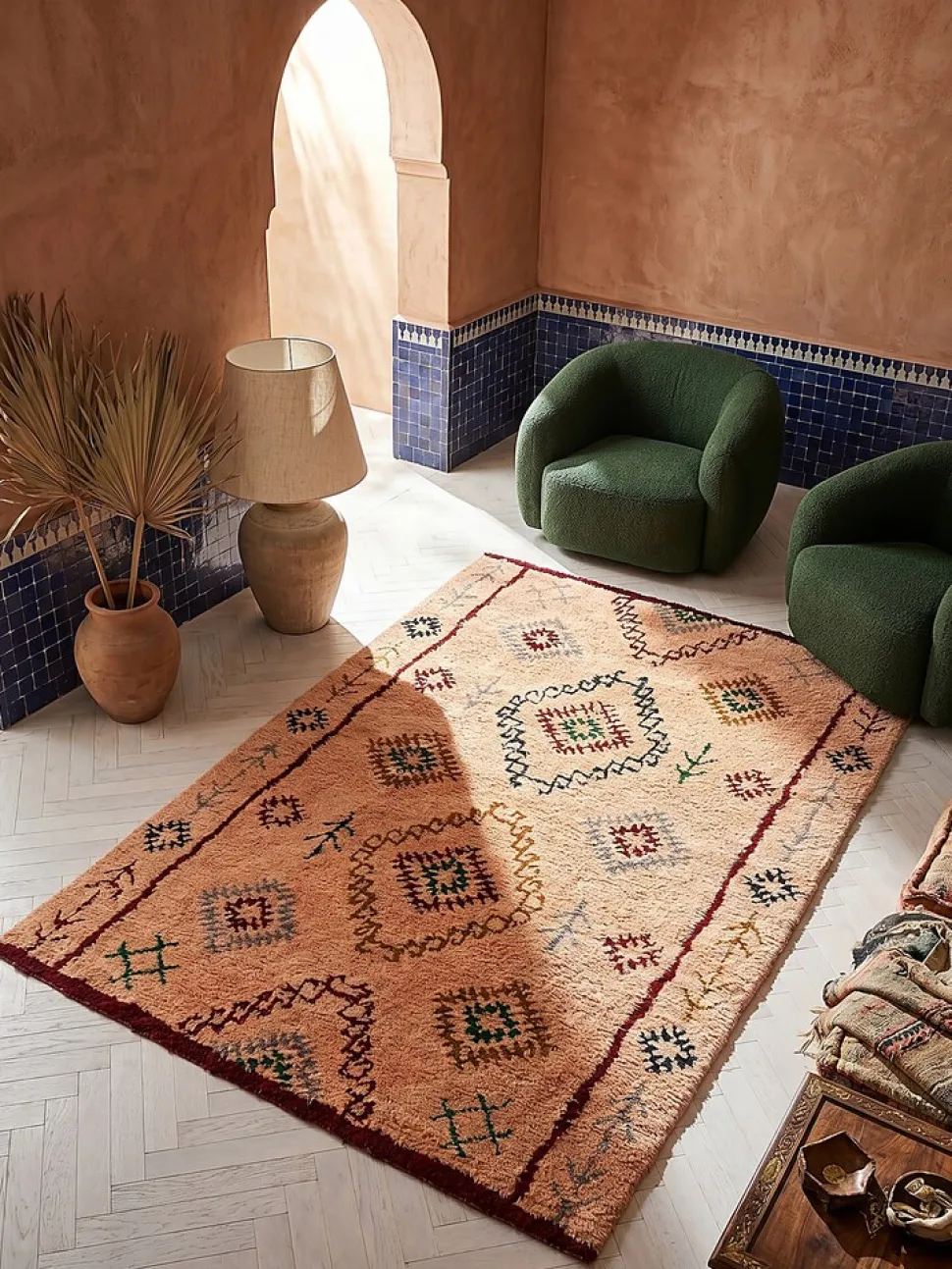 Wollteppich Rauten Pfirsich 160 x 230 cm - BRUE | Kadima Design