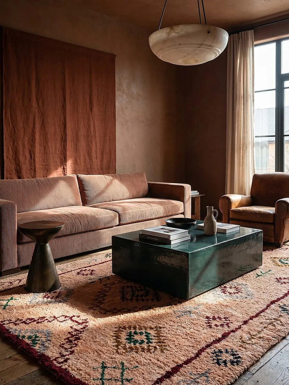 Wollteppich Rauten Pfirsich 160 x 230 cm - BRUE | Kadima Design