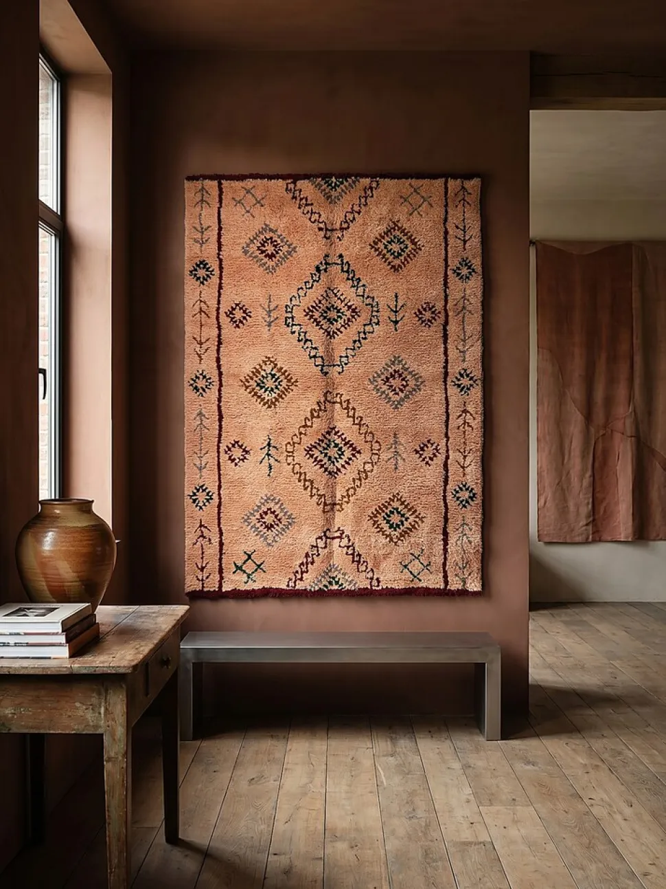 Wollteppich Rauten Pfirsich 160 x 230 cm - BRUE | Kadima Design