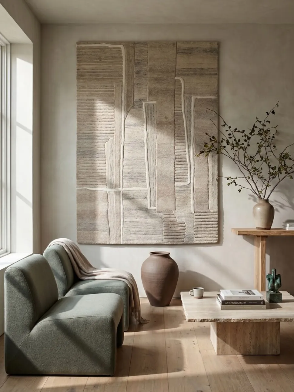 Wollteppich Relief Natur 140 x 200 cm - EDALE | Kadima Design