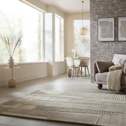 Wollteppich Relief Natur 140 x 200 cm - EDALE | Kadima Design