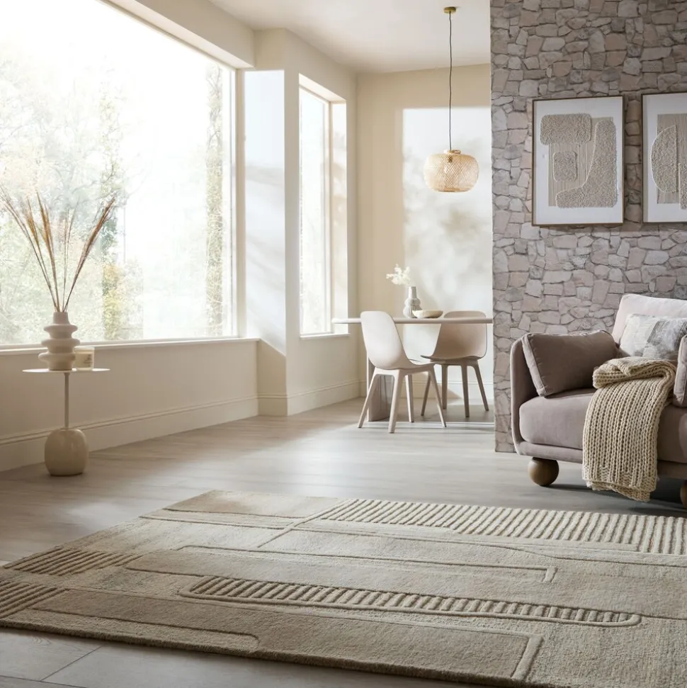 Wollteppich Relief Natur 140 x 200 cm - EDALE | Kadima Design