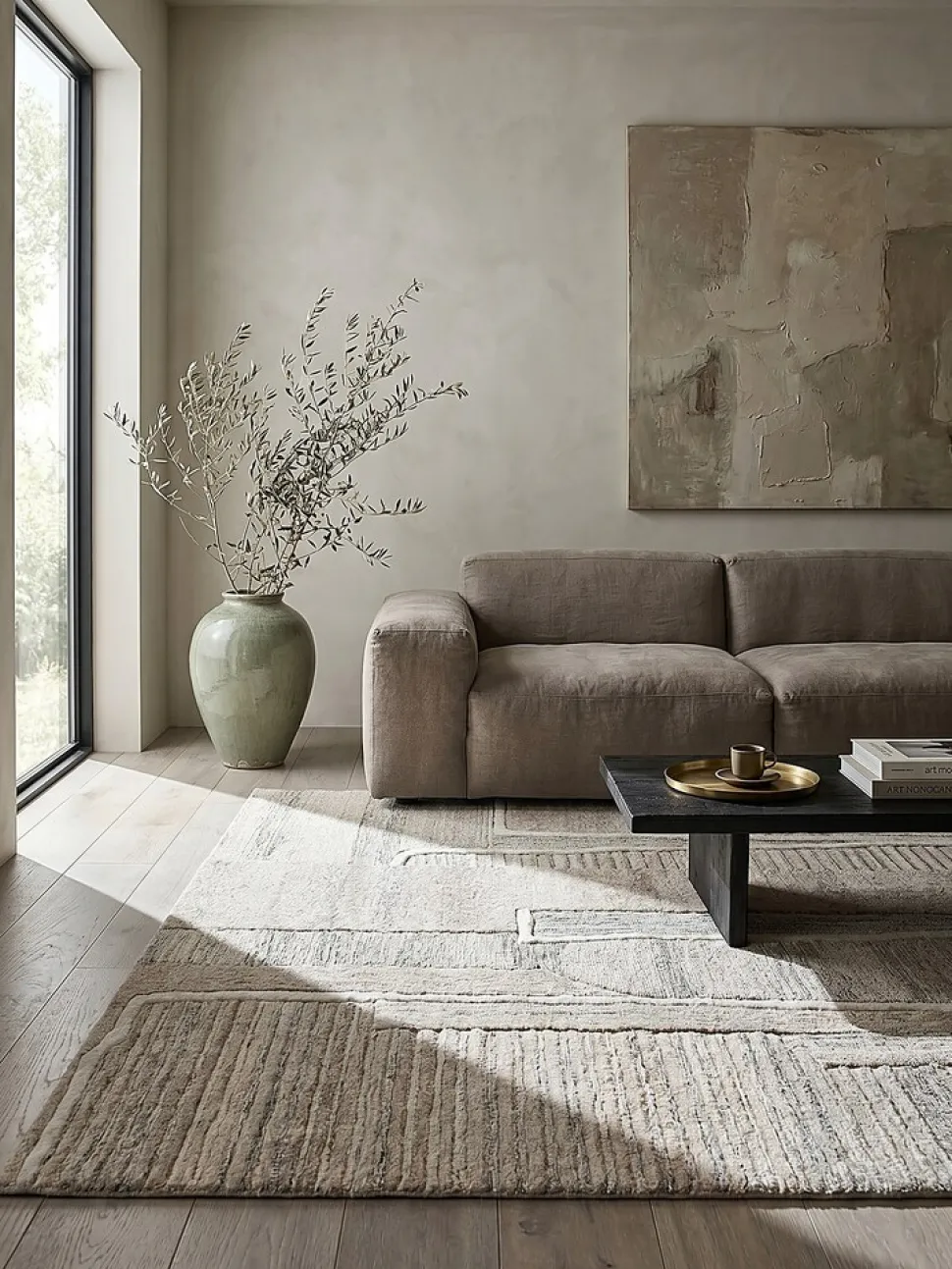 Wollteppich Relief Natur 140 x 200 cm - EDALE | Kadima Design