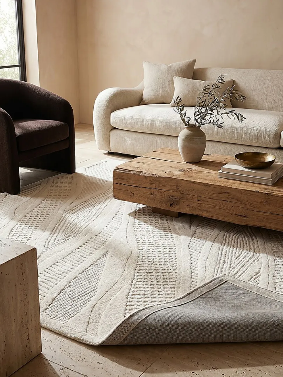 Wollteppich Relief Weiß 140 x 200 cm - CARVE | Kadima Design