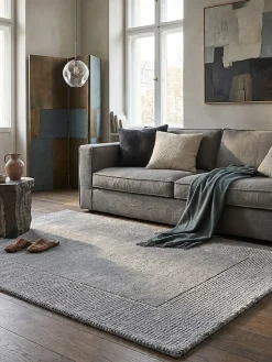Wollteppich uni Grau meliert 120 x 170 cm - MOLE | Kadima Design