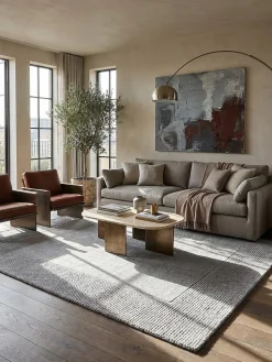 Wollteppich uni Grau meliert 120 x 170 cm - MOLE | Kadima Design