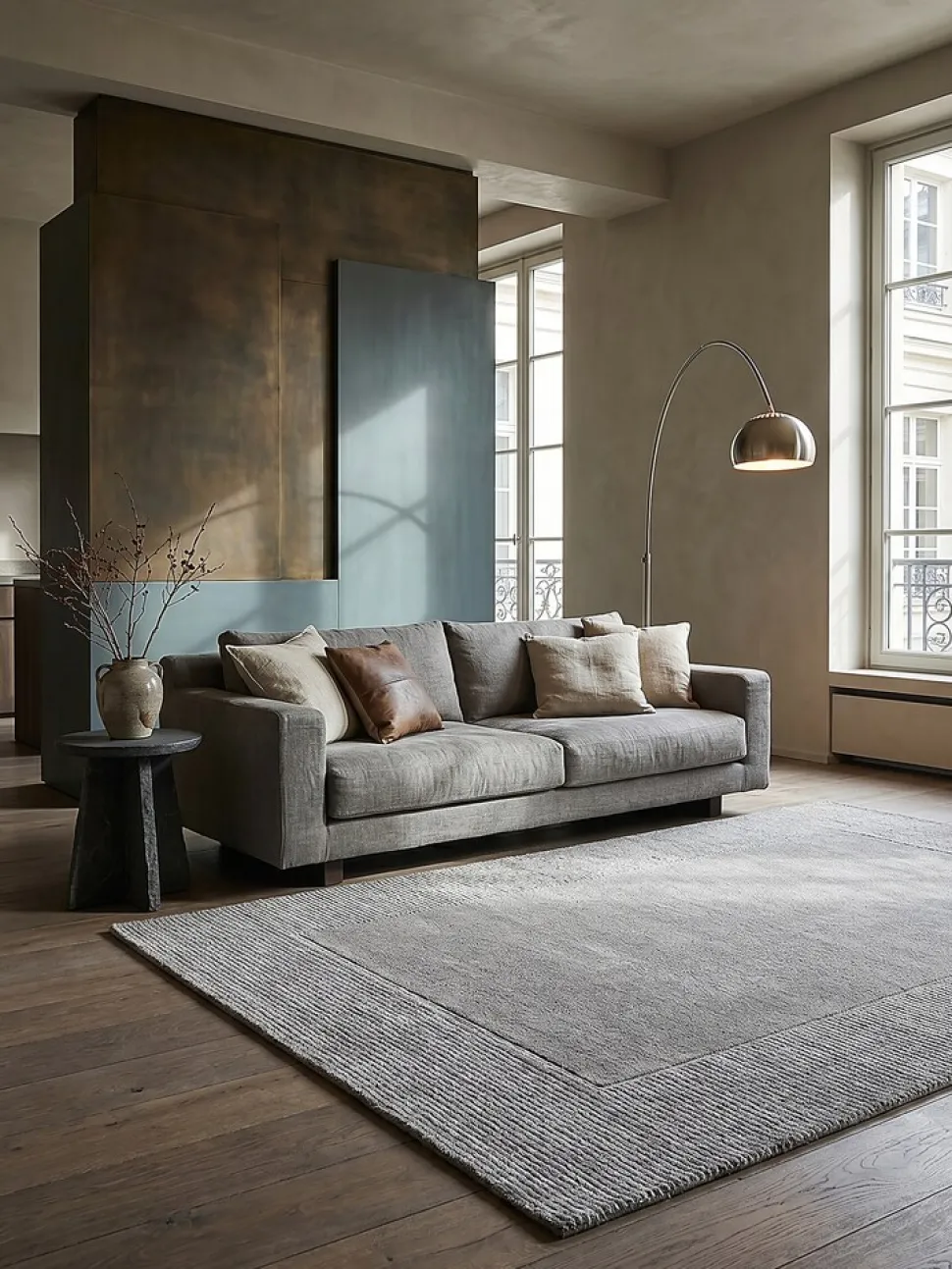 Wollteppich uni Grau meliert 120 x 170 cm - MOLE | Kadima Design