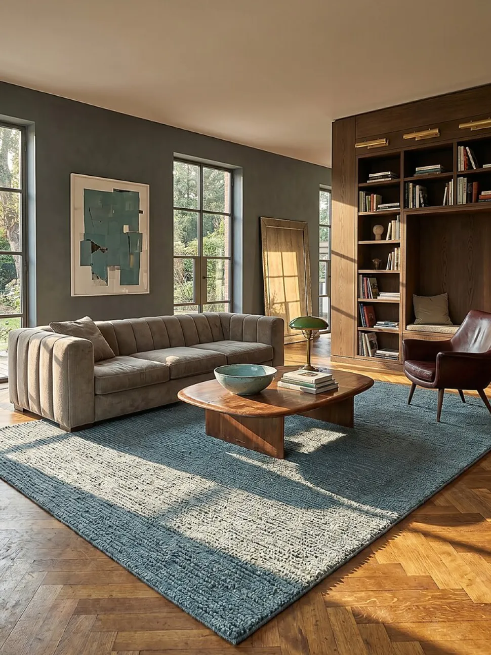 Wollteppich uni Türkis 120 x 170 cm - ALNE | Kadima Design