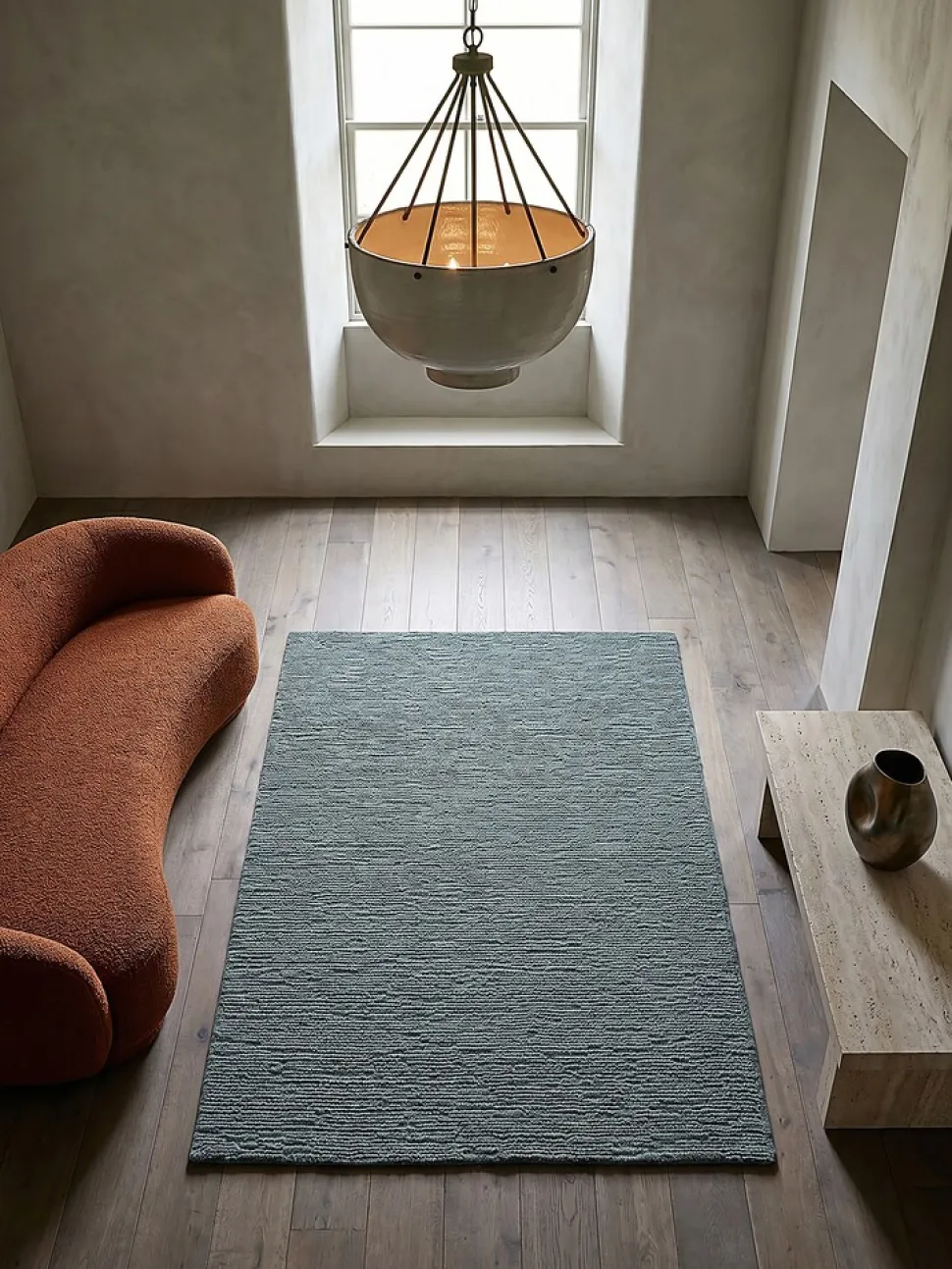 Wollteppich uni Türkis 120 x 170 cm - ALNE | Kadima Design