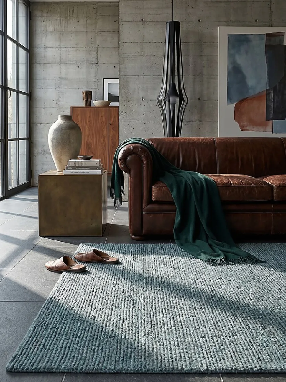 Wollteppich uni Türkis 120 x 170 cm - ALNE | Kadima Design