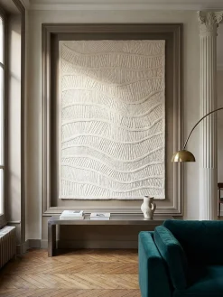 Wollteppich Wellen-Relief Weiß 140 x 200 cm - CARVE | Kadima Design