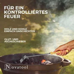2x Aschekratzer mit Holzgriff Schürhaken Kohleschieber Feuerkratzer Glutschieber Kaminzubehör Kaminbesteck Stocheisen (2, Aschenkratzer)