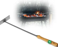 3x Aschekratzer mit Holzgriff Schürhaken Kohleschieber Feuerkratzer Glutschieber Kaminzubehör Kaminbesteck Stocheisen (3, Aschenkratzer)