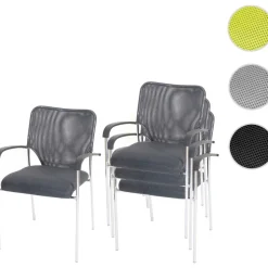 4x Besucherstuhl Tucson, Konferenzstuhl stapelbar, Stoff/Textil ~ Sitz grau, Rückenfläche grau