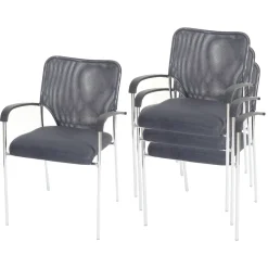 4x Besucherstuhl Tucson, Konferenzstuhl stapelbar, Stoff/Textil ~ Sitz grau, Rückenfläche grau