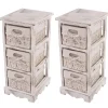2xRegal Kommode mit 3 Korbschubladen 58x25x28cm, Shabby-Look, Vintage ~ weiß