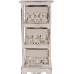 2xRegal Kommode mit 3 Korbschubladen 58x25x28cm, Shabby-Look, Vintage ~ weiß