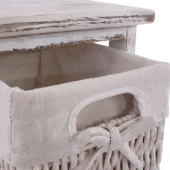 2xRegal Kommode mit 3 Korbschubladen 58x25x28cm, Shabby-Look, Vintage ~ weiß