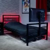 XROCKER Basecamp - Gaming Metallbett für Kinder & Teenager mit TV-Halterung - Schwarz