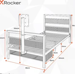 XROCKER Basecamp - Gaming Metallbett für Kinder & Teenager mit TV-Halterung - Schwarz