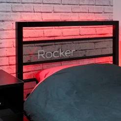 XROCKER Basecamp - Gaming Metallbett für Kinder & Teenager mit TV-Halterung - Schwarz